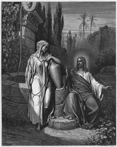 La Biblia de Gustave Doré: Jesús y la mujer de Samaria de Gustave Dore